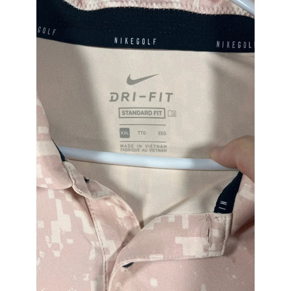 Nike Golf Dri-FIT Pink Digital Camo Polo Shirt Mens XXL CU9533-800